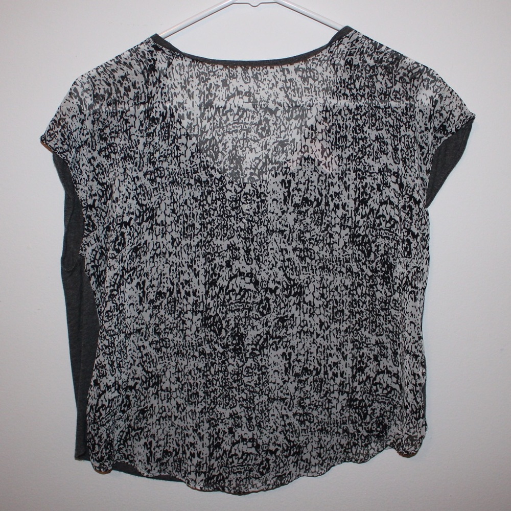 Sheer Black and White Print Blouse